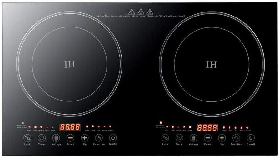 Dual Electric Induction Cooker, 110V 1200w Portable Digital Countertop Double Burner Cooktop Burner Sensor Touch Stove with 8 Gear Firepower