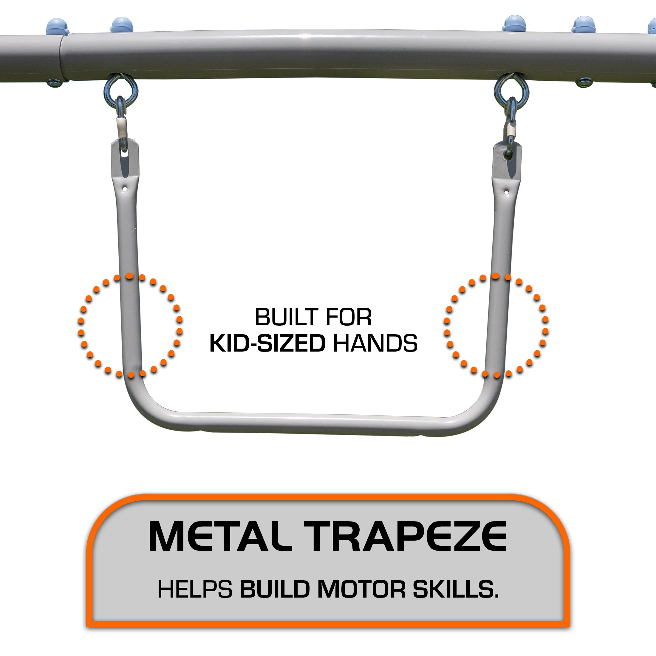The Swing Company Yonkers Metal Swing Set with Glide Ride Trapeze Bar and 5' Slide