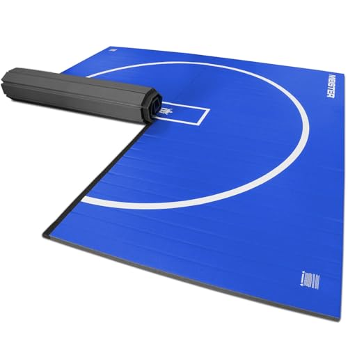 Meister FlexFloor Wrestling Mat - 10ft x 10ft Roll-Up Pro Training Mat for Home & Gym