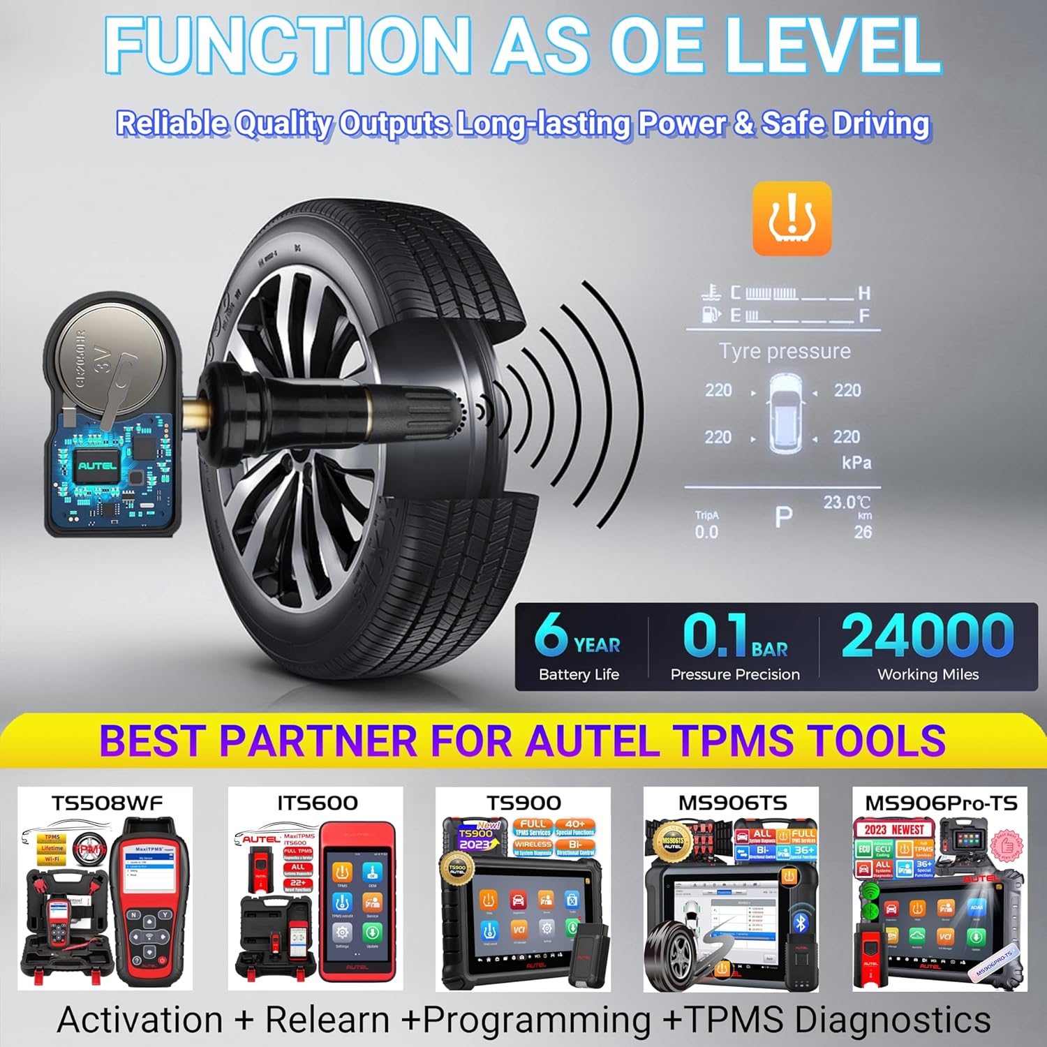 Autel MaxiTPMS TS508WF Complete with 4 pcs Duel Frequency Rubber MX Sensor