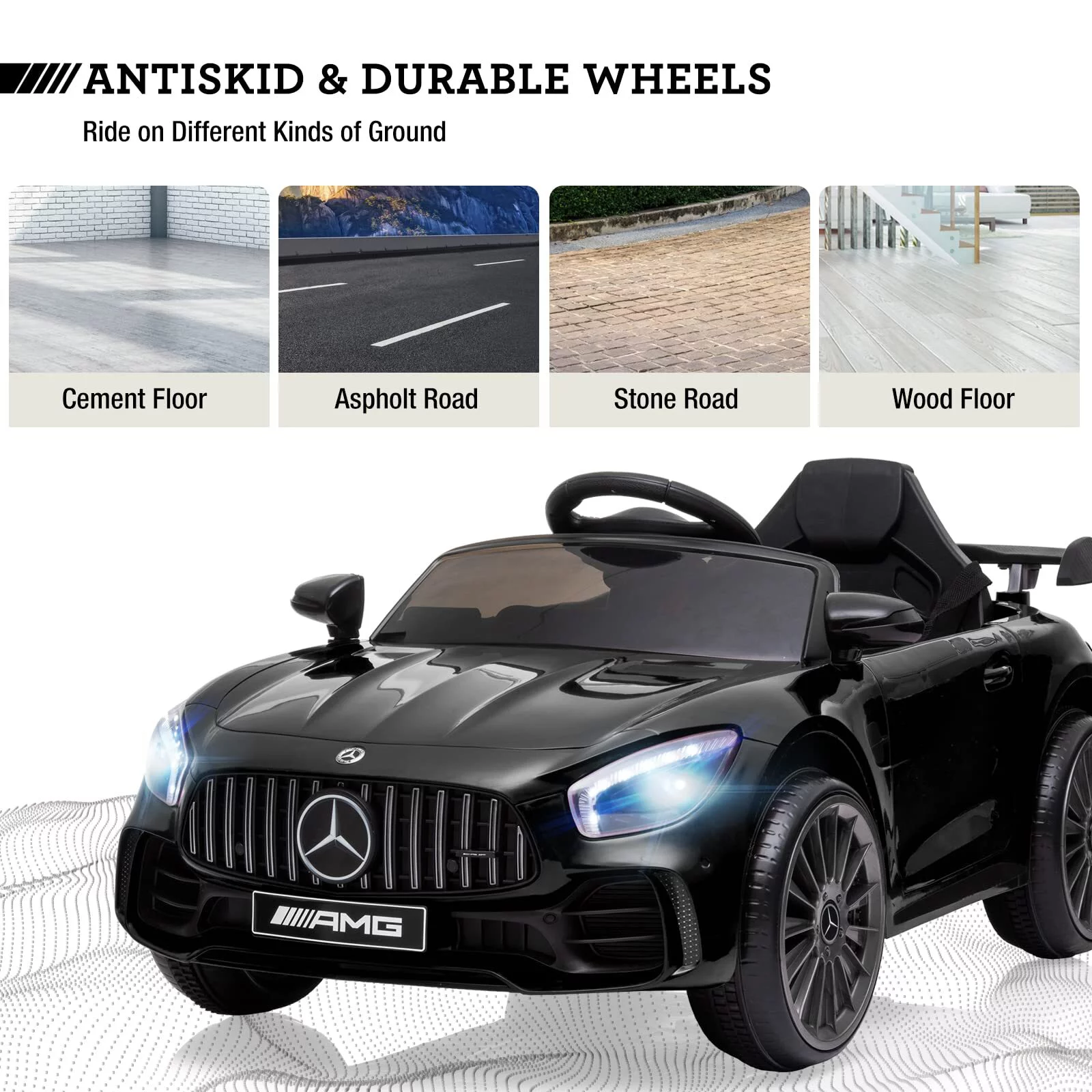 Electric Kids Ride on Toys, Mercedes Benz 12V Kids Ride on Car for Boys Girls, Battery Powered Kids Electric Cars with Remote Control