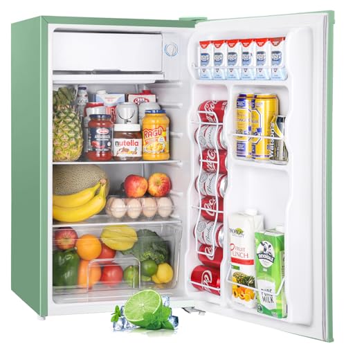 Upstreman 3.2 Cu.Ft Mini Fridge with Freezer, Single Door Mini Fridge, Dorm Fridge, Adjustable Thermostat, Mini Refrigerator for Bedroom, Office