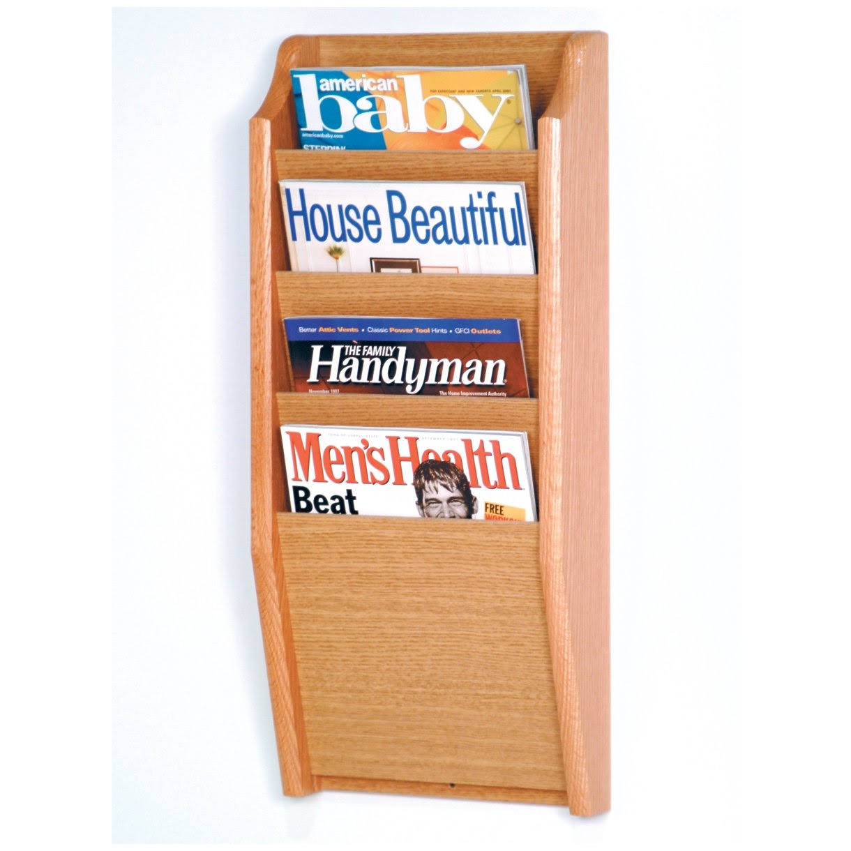 Wooden Mallet MR24-4BH Cascade 4 Pocket Magazine Rack - Black Mahogany u0026 Light Oak