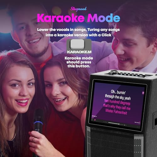 Karaoke Machine for Adults, with Lyrics Display, Smart Portable Big Bluetooth Speaker 2 Wireless Microphones