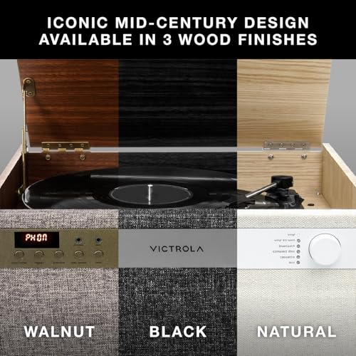 Victrola Century 6-in-1 Vinyl Record Player & Music Center &ndash; 3-Speed Turntable, CD & Cassette Player, VINYLSTREAM, Bluetooth & 3.5mm Aux