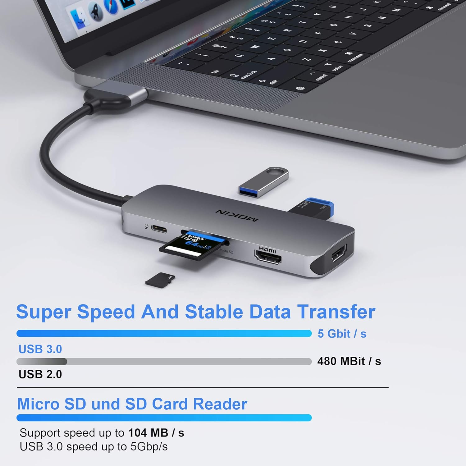 Docking Station for MacBook Pro Air, USB C Docking Station Dual Monitor,Dual HDMI Adapter Hub for Mac MacBook Pro with 2 HDMI(4K @60Hz), 3USB3.0
