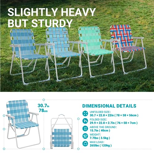 #WEJOY Folding Webbed Lawn Beach Chair - Heavy Duty Portable Outdoor Chair with Hard Armrest for Camping,Garden,Concerts