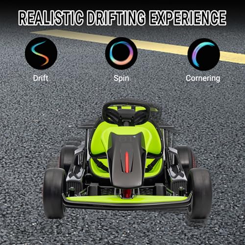 Kids Go Kart, Ride On Drift Kart with Dual 200W Motors, 24V Battery Powered Electric Drift Car, Outdoor 2-Speed Ride On Racing Toy for Boys Girls 6+