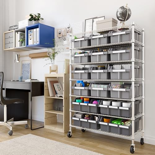 Seville Classics Heavy Duty NSF Bin Rack Solid Steel Wire Shelving Storage Unit, Patented Organizer for Garage, Warehouse, Office, Restaurant
