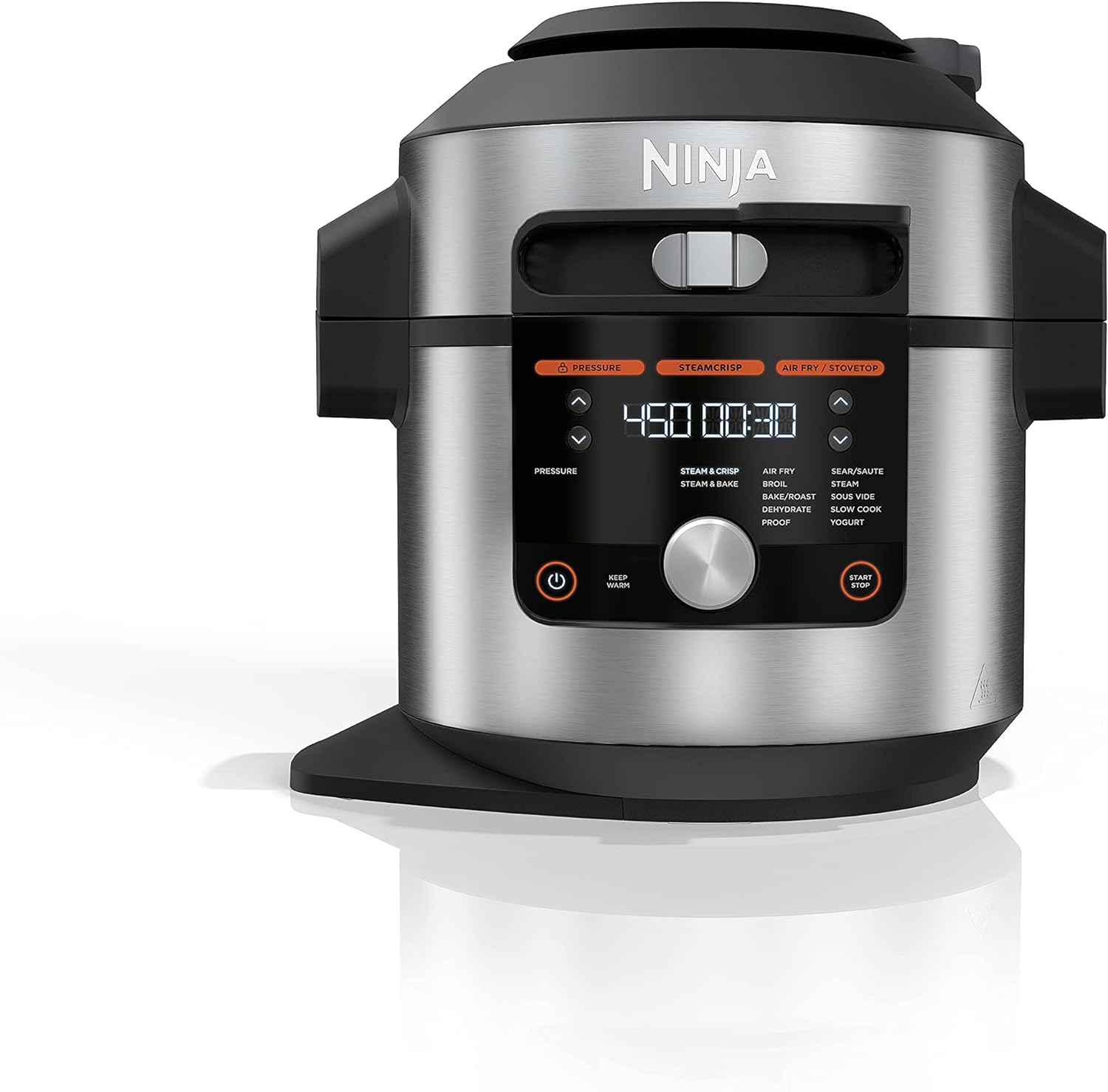 Ninja OL701 Foodi 14-in-1 SMART XL 8 Qt. Pressure Cooker Steam Fryer with SmartLid & Thermometer + Auto-Steam Release, that Air Fries, Proofs & More