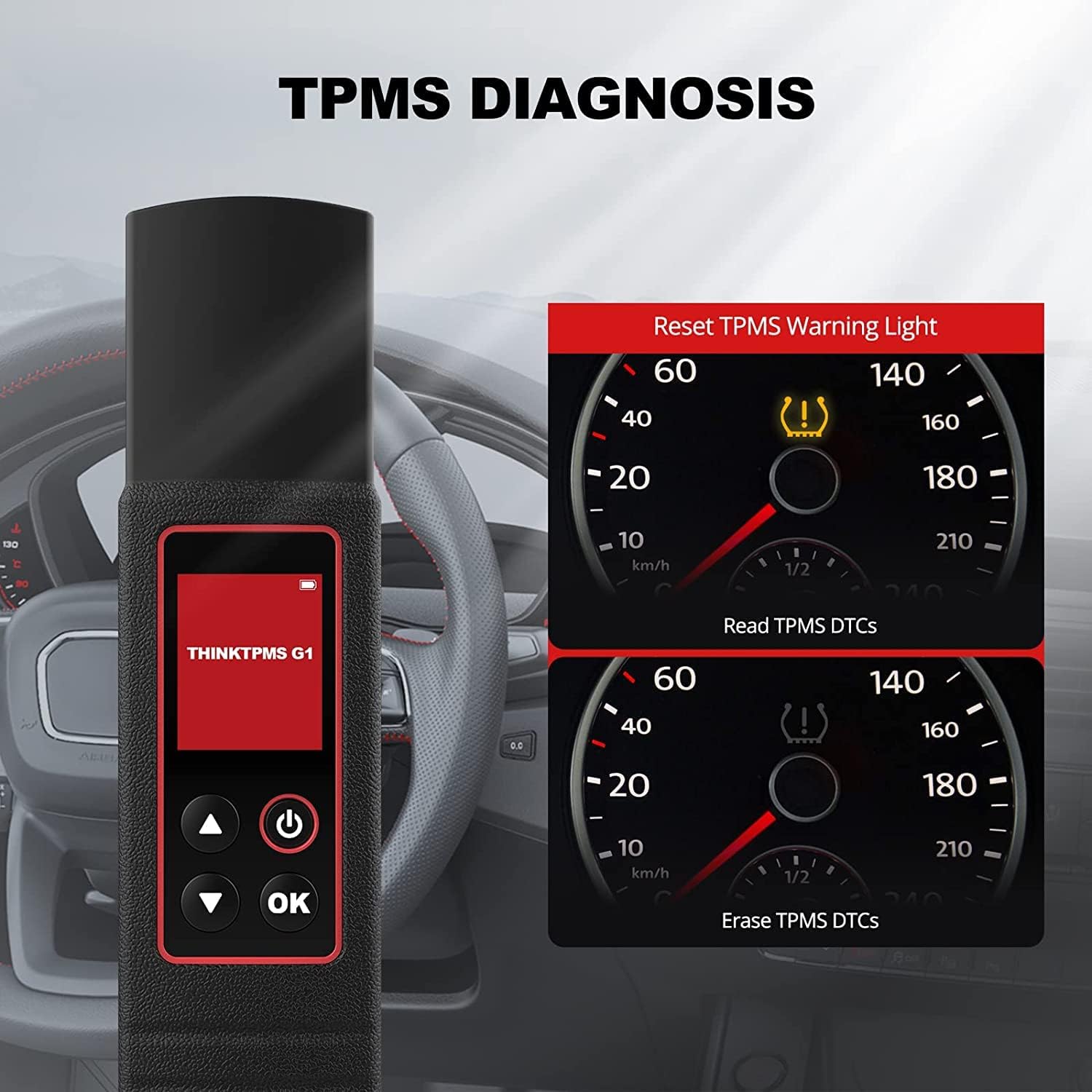 THINKCAR TPMS Relearn Tool THINKTPMS G1 Activate 315/433MHz Universal Sensors, Unlimited Programming Tool, Activate 98% OEM Tire Sensors