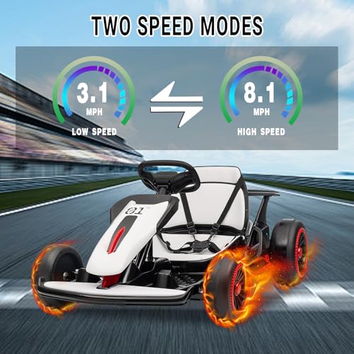 Kids Go Kart, Ride On Drift Kart with Dual 200W Motors, 24V Battery Powered Electric Drift Car, Outdoor 2-Speed Ride On Racing Toy for Boys Girls 6+