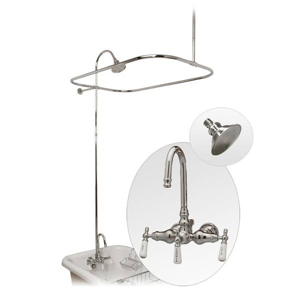 Randolph Morris 54 inch Clawfoot Tub Shower Enclosure with Watering Can Shower Head RM403SEC Chrome