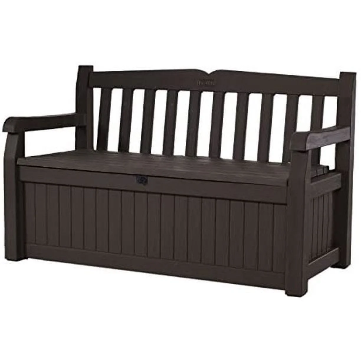 Keter Eden 70 Gallon Storage Bench Deck Box for Patio Furniture, Front Porch Decor and Outdoor Seating – Perfect to Store Garden Tools and Pool Toys