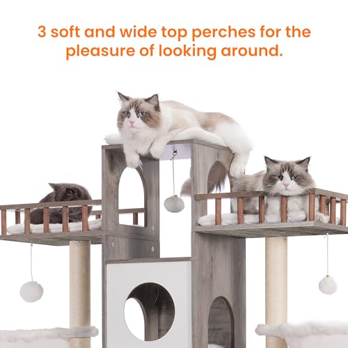 Heybly Cat Tree with Litter Box Enclosure for Indoor Big Cat, Cat Tower for Large Cats 20 lbs Heavy Duty