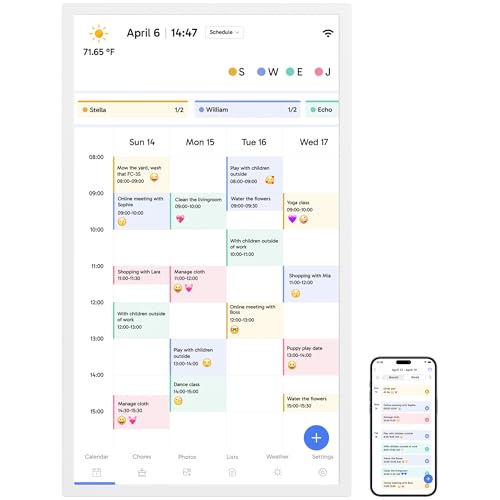 Dragon Touch 15.6" Digital Calendar Chore Chart – 1080P Full HD Interactive Touchscreen, Smart Family Planner