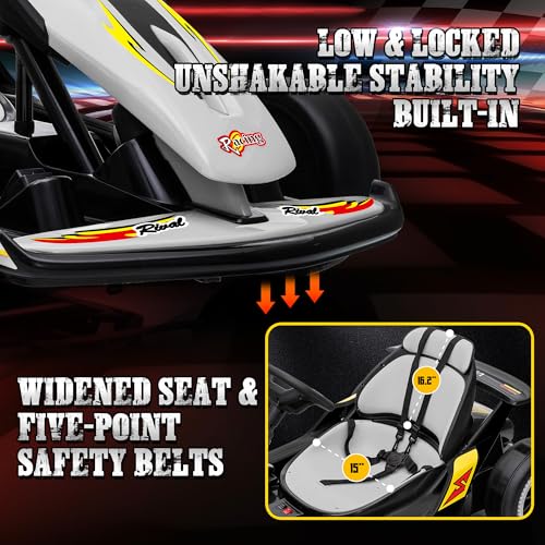 24V Electric Go Kart for Kids, Crazy Drift Cart with 400W Motors, EVA Tires, Max Speed 8.1 MPH, Music, Wireless