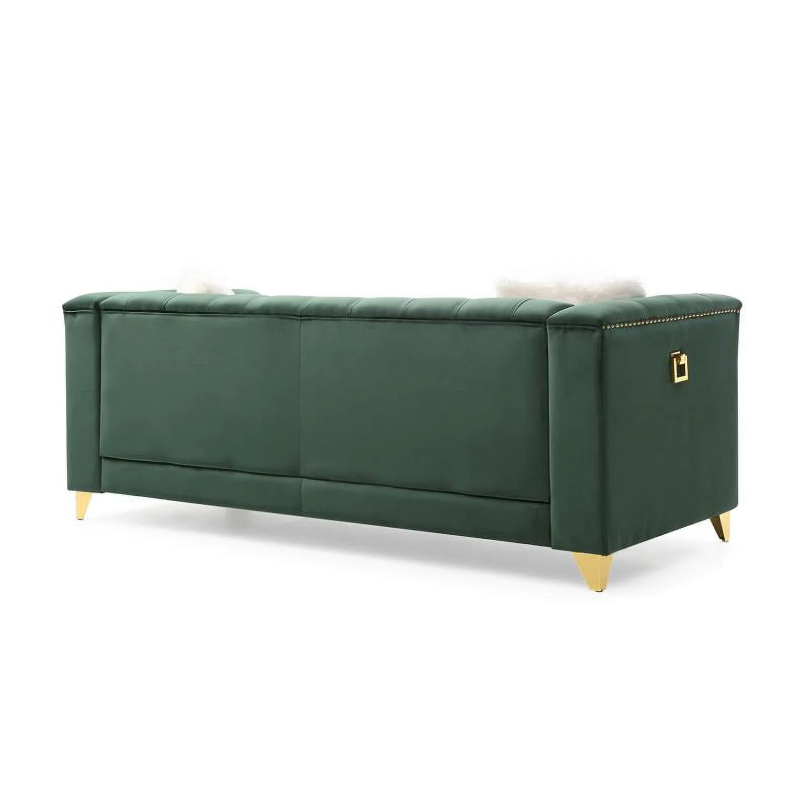 Russell Tufted Upholstery 3Pc Living Room Set Finished in Velvet Fabric in Green