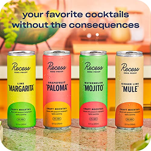 Recess Zero Proof Craft Mocktails, Alcohol Free Drinks, With Adaptogens, Non-Alcoholic Beverage Replacement, Mixer, Celebration, Party