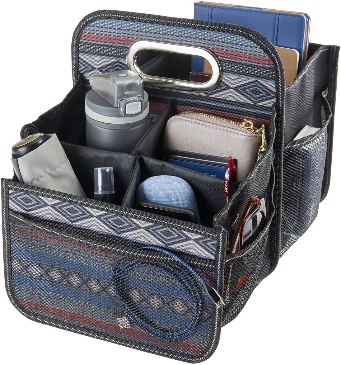 High Road Front and Back Seat Car Organizer Caddy with Movable Dividers (Black)