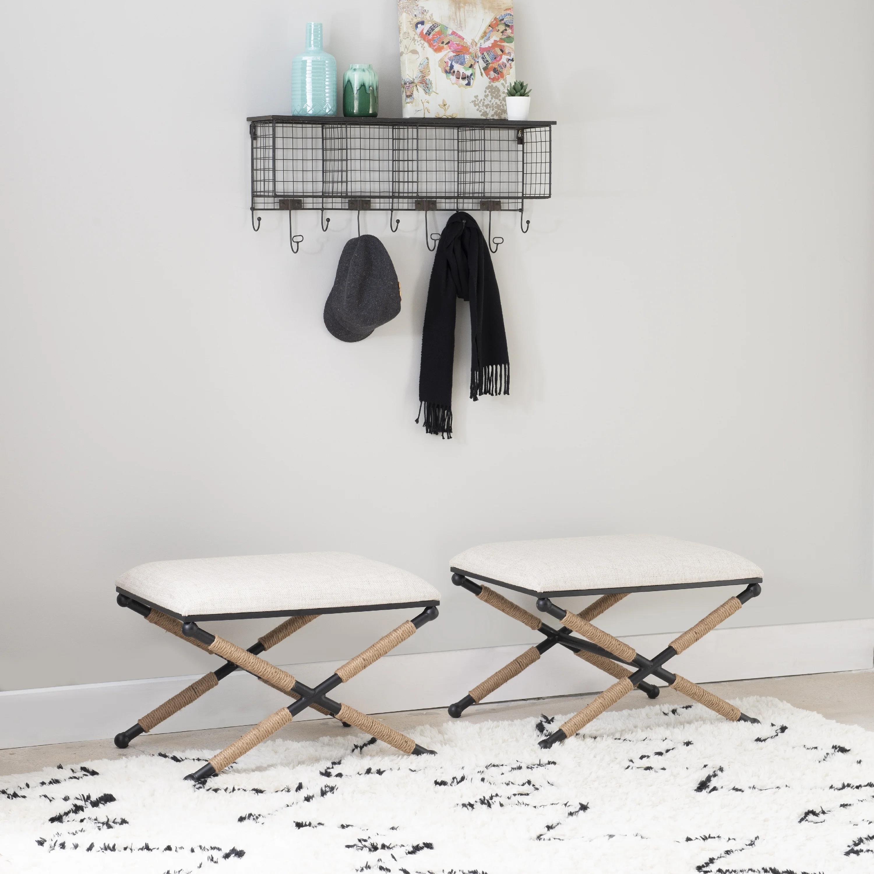 Linon Ashburn Campaign Accent Stool