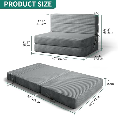 YITAHOME Convertible Folding Sofa Bed, Corduroy Fabric Fold Out Chair Bed