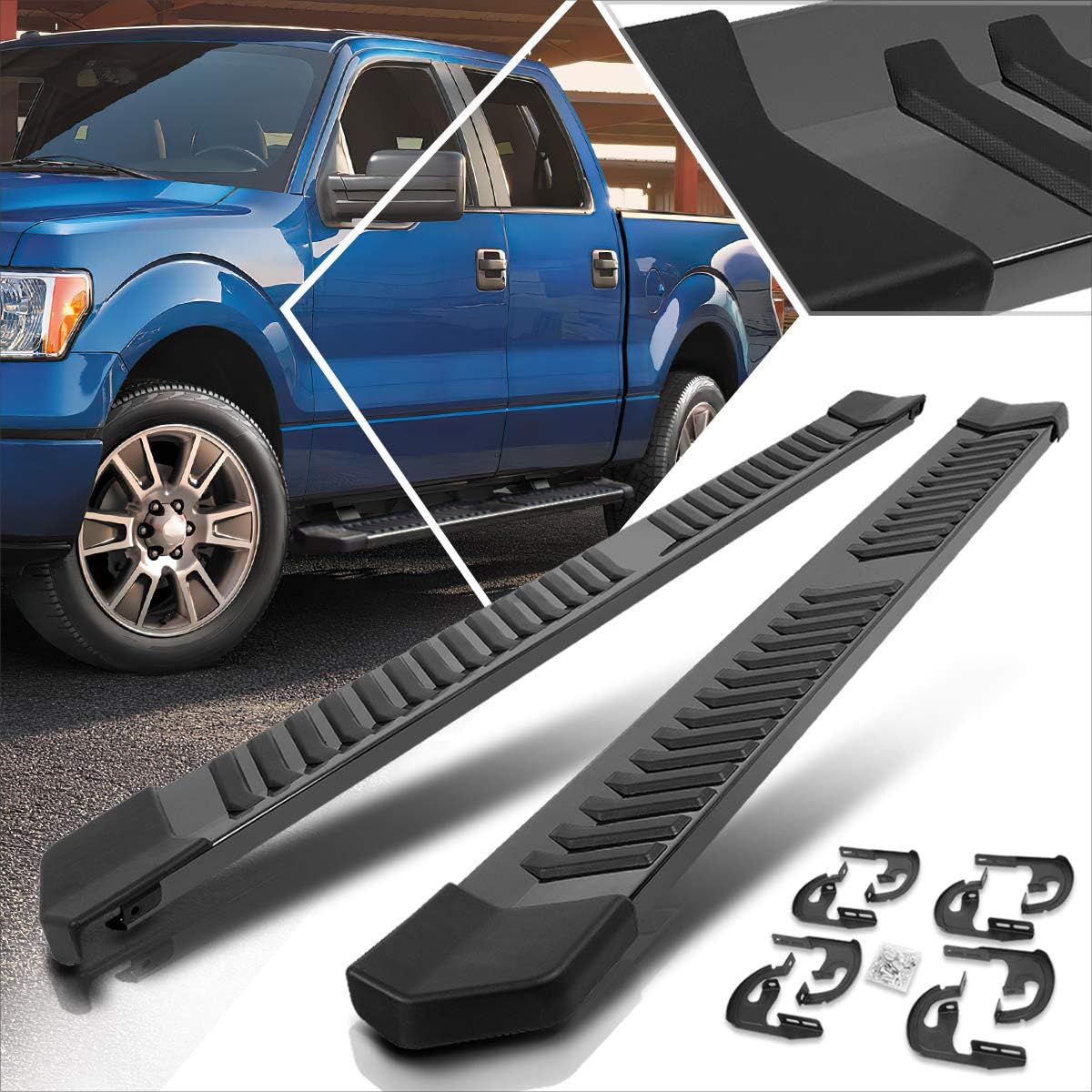 6 Inch Black Alumium Running Boards/Side Steps/Nerf Bars Compatible with 04-14 Ford F150 Crew Cab