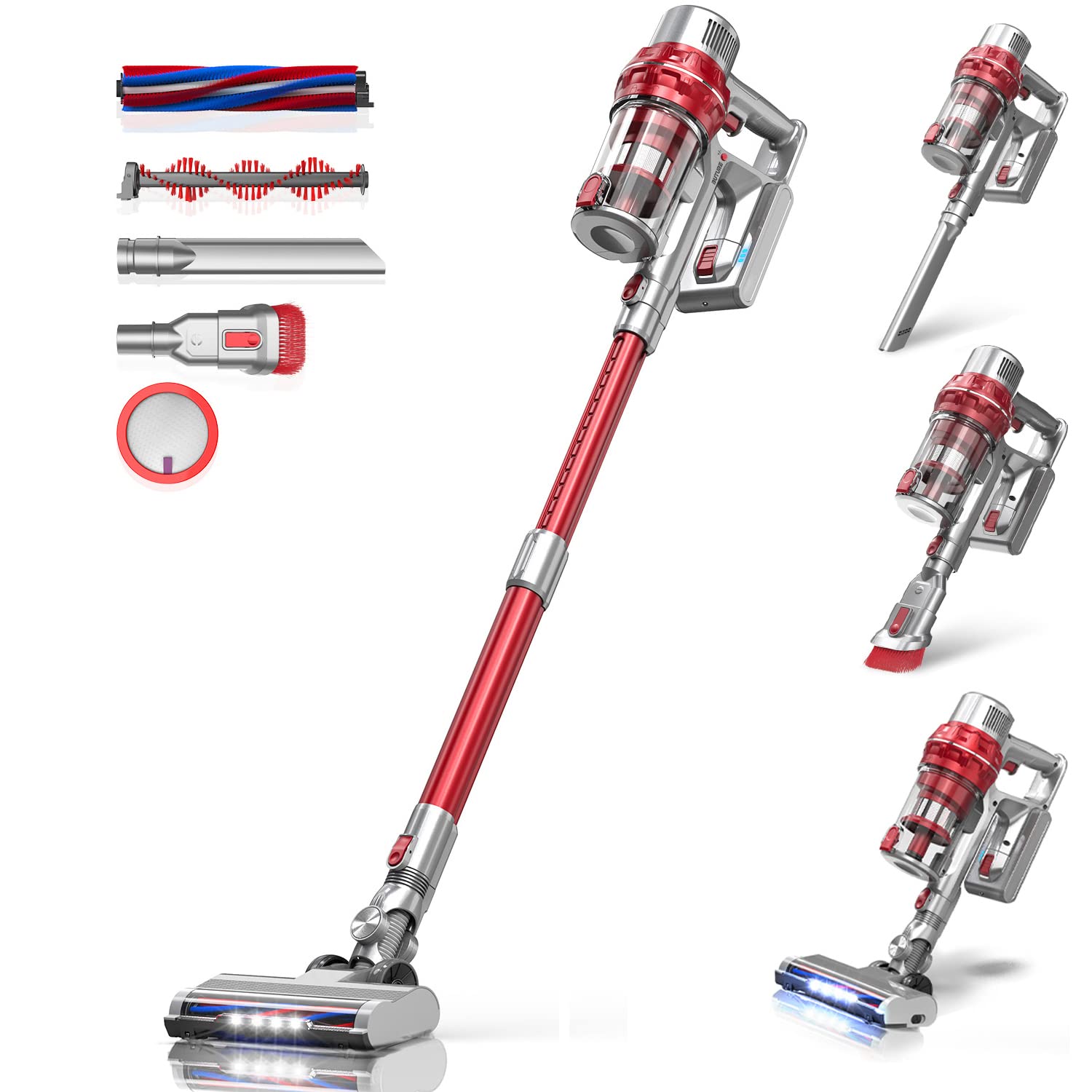 BuTure Cordless Vacuum Cleaner, Powerful Stick Vacuum with 380W 30KPa