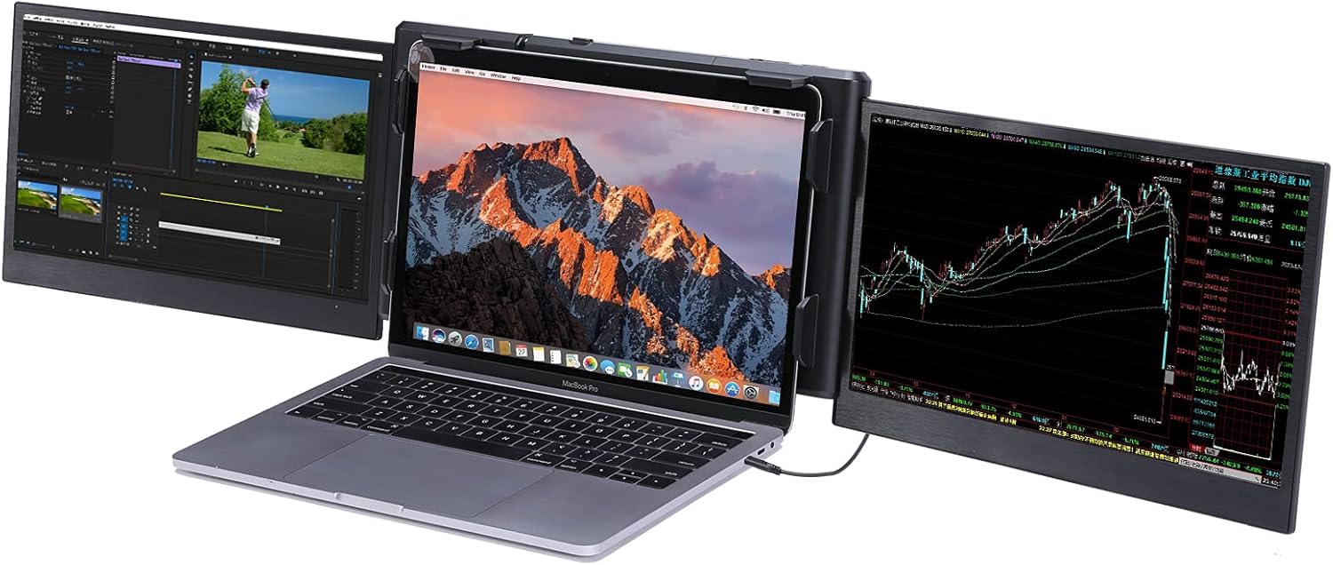 Triple Portable Monitor for Laptop - P2 Pro 13.3'' Full 1920x1080p HD IPS Dual Extender Screen for 13.3''~16.5''