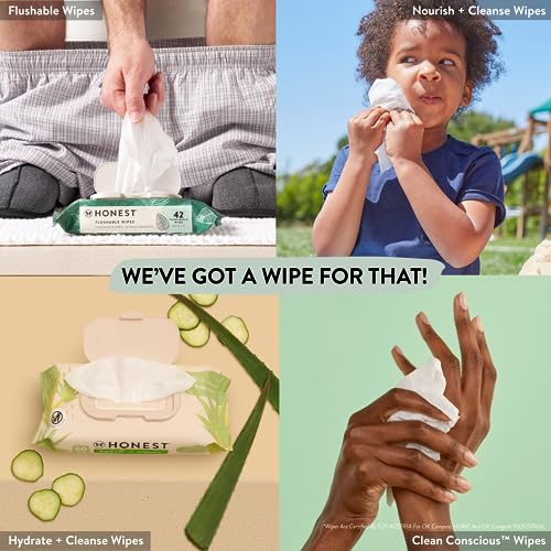 The Honest Company Clean Conscious Unscented Wipes | Over 99% Water, Compostable, Plant-Based, Baby Wipes | Hypoallergenic for Sensitive Skin