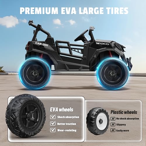 24V 2 Seater Ride on Car Truck, 4x200W, EVA Tires, 4WD/2WD, Rainbow Lights, Remote Control, Shock Absorbers, Bluetooth