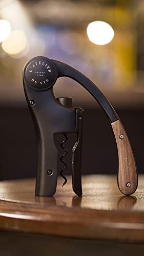 L'atelier Du Vin Oeno Motion Groom Corkscrew & Cork Dome Glass Cloche Display - Tabletop Centerpiece Walnut Wood Base Wine Tasting