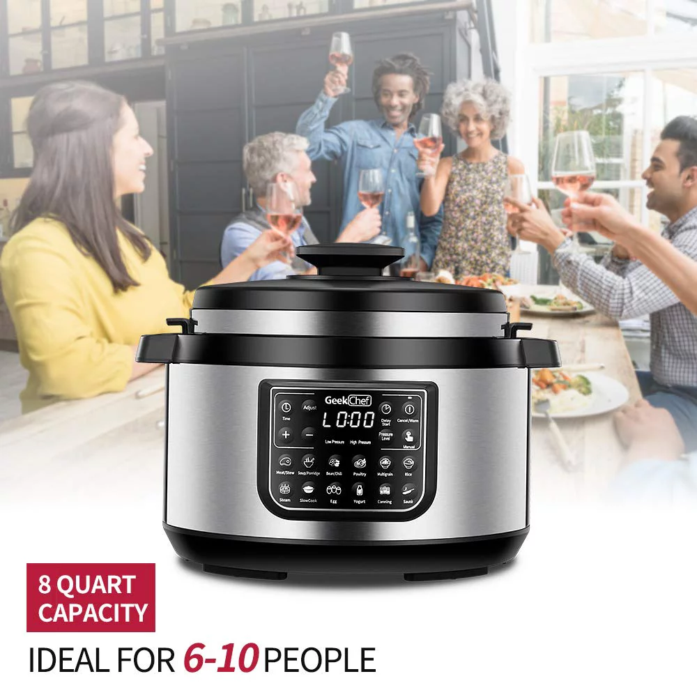 12-In-1 Electric Pressure Cooker，Multi-Function Programmable Pressure Cooker, Slow Cooker, Rice Cooker, Wok, Steamer, Heating Pot, Stainless Steel