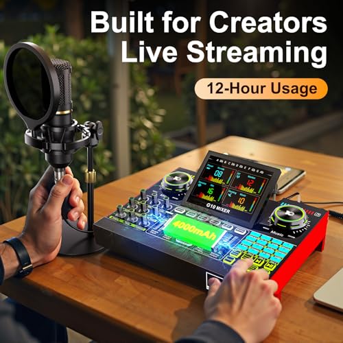 Podcast Microphone Bundle with Live Sound Card Audio Mixer