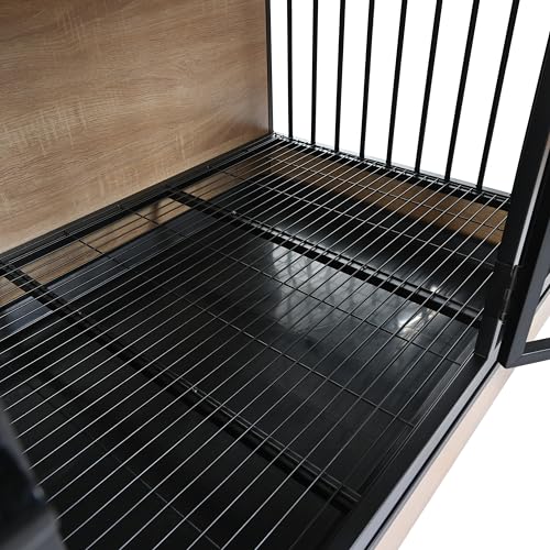 XL Double Large Dog Crate Furniture for 2 Dogs, Heavy Duty Dog Crate with Two Combined Rooms for Medium & Large Dogs