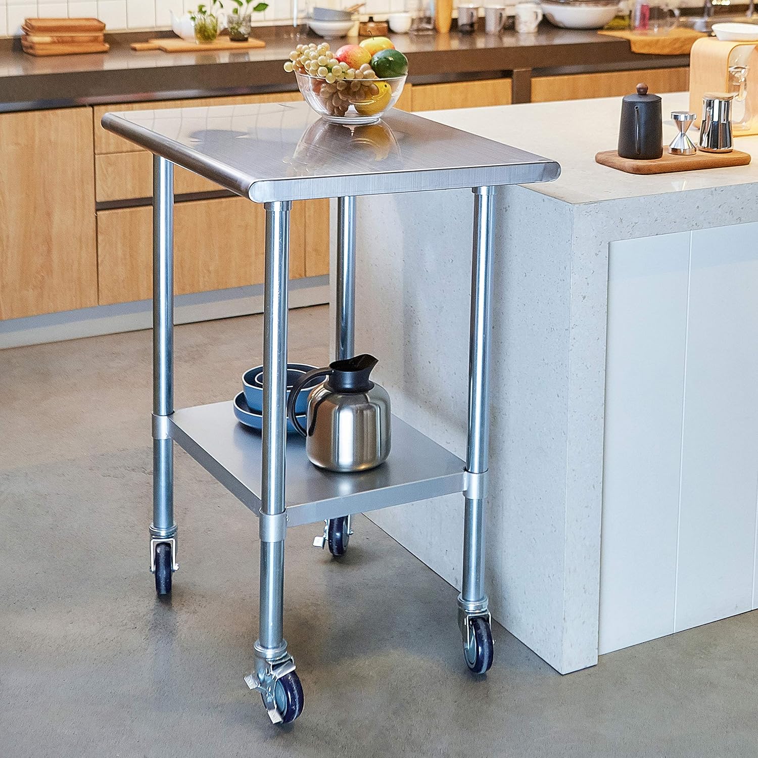 ROCKPOINT Stainless Steel Table for Prep & Work with Caster 30x24 Inches