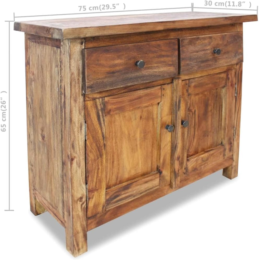 Farmhouse Style Rustic Sideboard - Reclaimed Solid Wood Console Table for Narrow Storage Cabinet