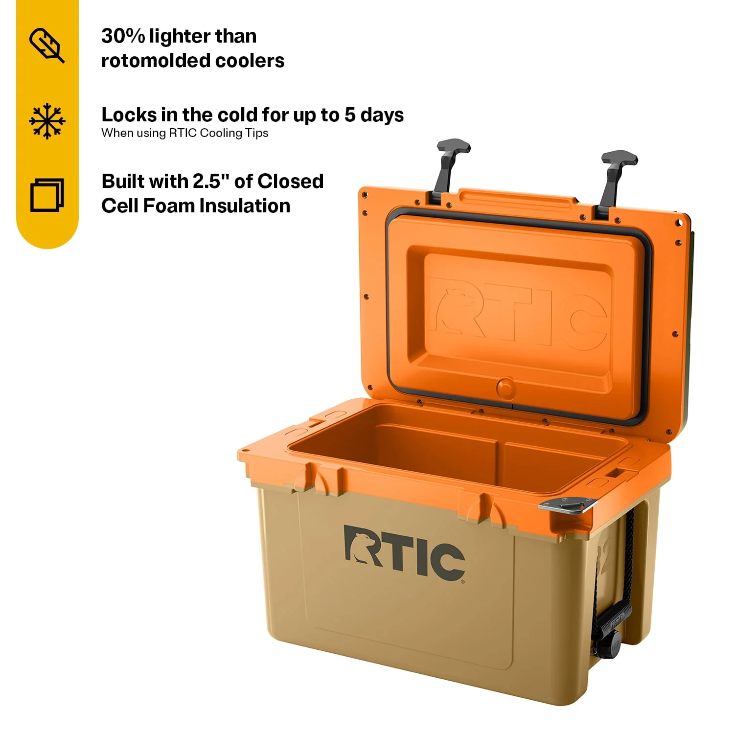 RTIC 52 QT Ultra-Light Hard-Sided Ice Chest Cooler, Dark Grey And Cool Grey, Fits 76 Cans
