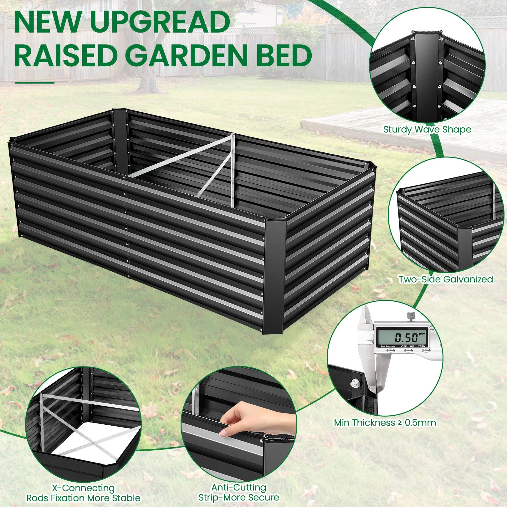 SEJOV Galvanized Raised Garden Beds 6ftx3ftx2ft Large Metal Garden Beds Galvanized Steel Planter Box for Vegetables Flowers Herbs