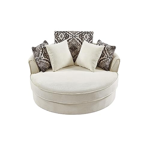 51.5-Inch Oversized Swivel Accent Barrel Chair with Storage Ottoman ,Button Decor and 4 Pillows