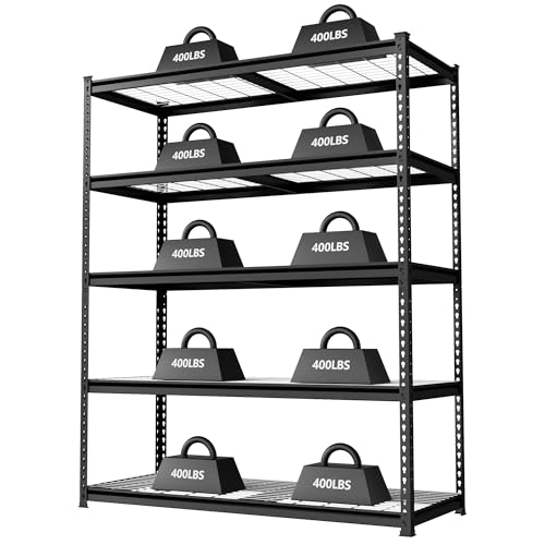 WORKPRO 5-Tier Metal Shelving Unit, 48”W x 24”D x 72”H, Heavy Duty Adjustable Storage Rack, 4000 lbs Load Capacity (Total), for Garage, Basement