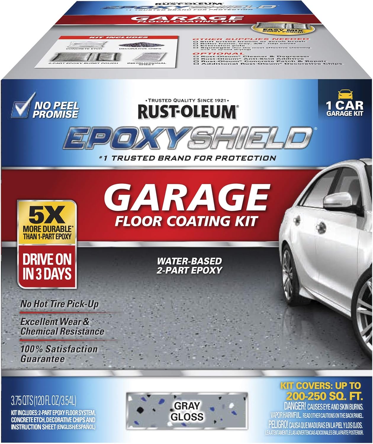Rust-Oleum 251965 EPOXYSHIELD Garage Floor Coating, 1 Car Kit, Gray