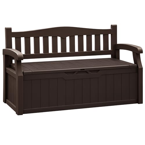Flamaker 80 Gallon Storage Bench Outdoor Indoor, Durable All-Weather Seating with Hidden Storage, Lockable Deck Box for Garden, Patio