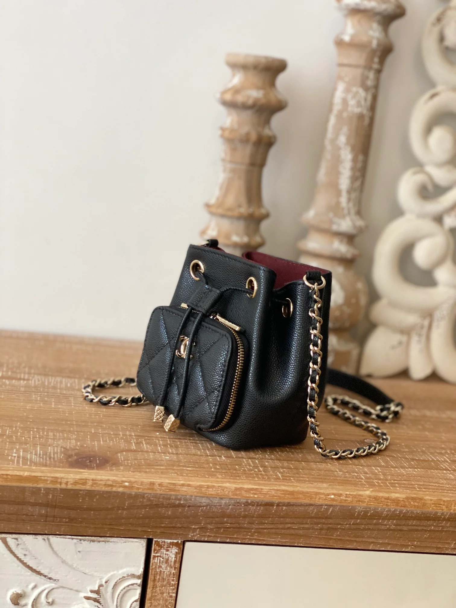 Chanel Mini Bucket Bag With Strap Black For Women, Women&rsquo;s Bags 4.9in/12.5cm