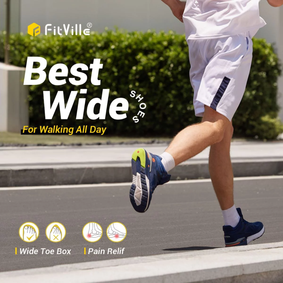 FitVille Women's Wide Sneakers High-top Basketball Shoes Supportive Walking Shoes with Extra Wide Toe Box for Flat Feet (Blue, 6 X-Wide)