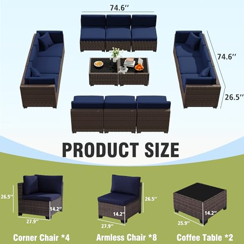 KIGOTY Patio Furniture Set 7 Pieces Conversation Sets, Outdoor Sectional Sofa