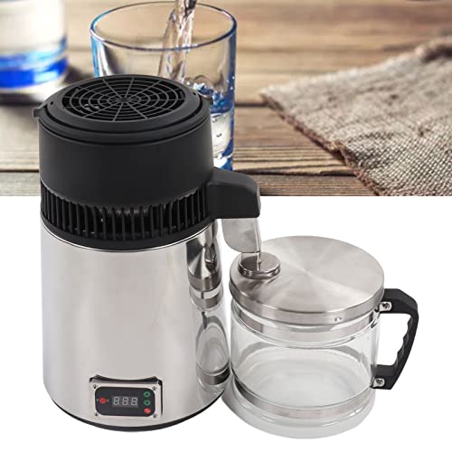4L Water Distiller, 4L SUS304 Water Distiller, 750W Distilled Water Device, Stainless Steel Water Distiller with Double Button, Filter Cartridges