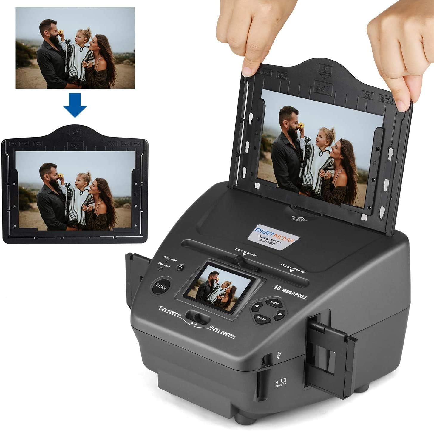 DIGITNOW All-in-One High Resolution 16MP Film Scanner, with 2.4" LCD Screen Converts 35mm/135slides&Negatives Film Scanner Photo, Name Card