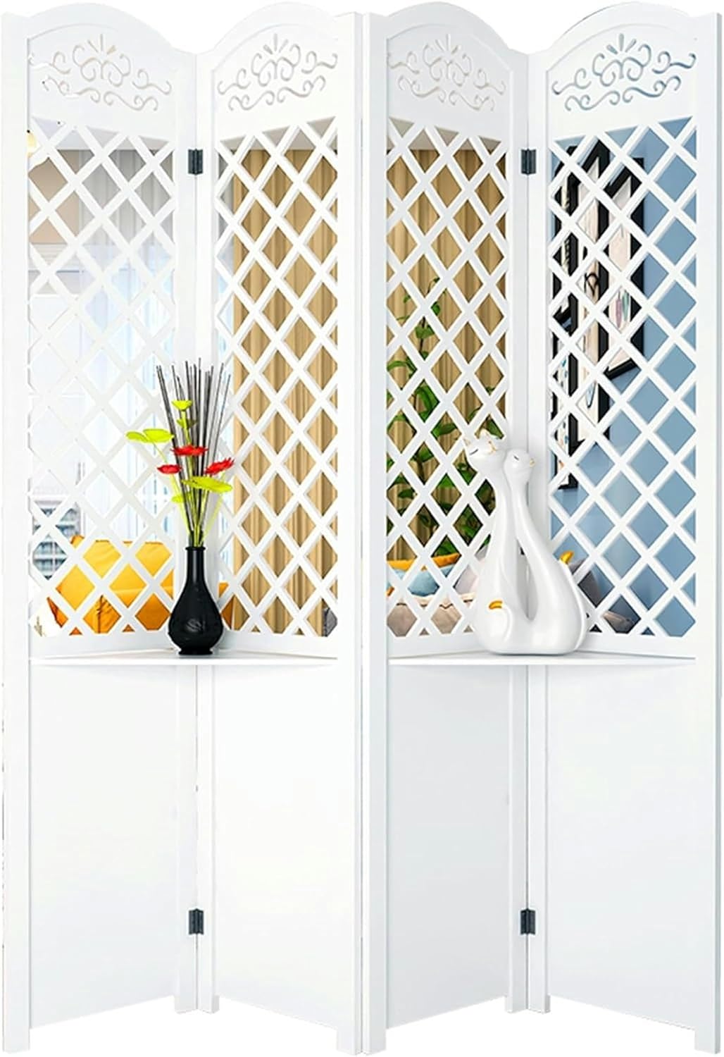 6Ft Tall Room Divider, 4 Panel Wood Room Dividers and Folding Privacy Screens for Home Office Bedroom Dorm Decor