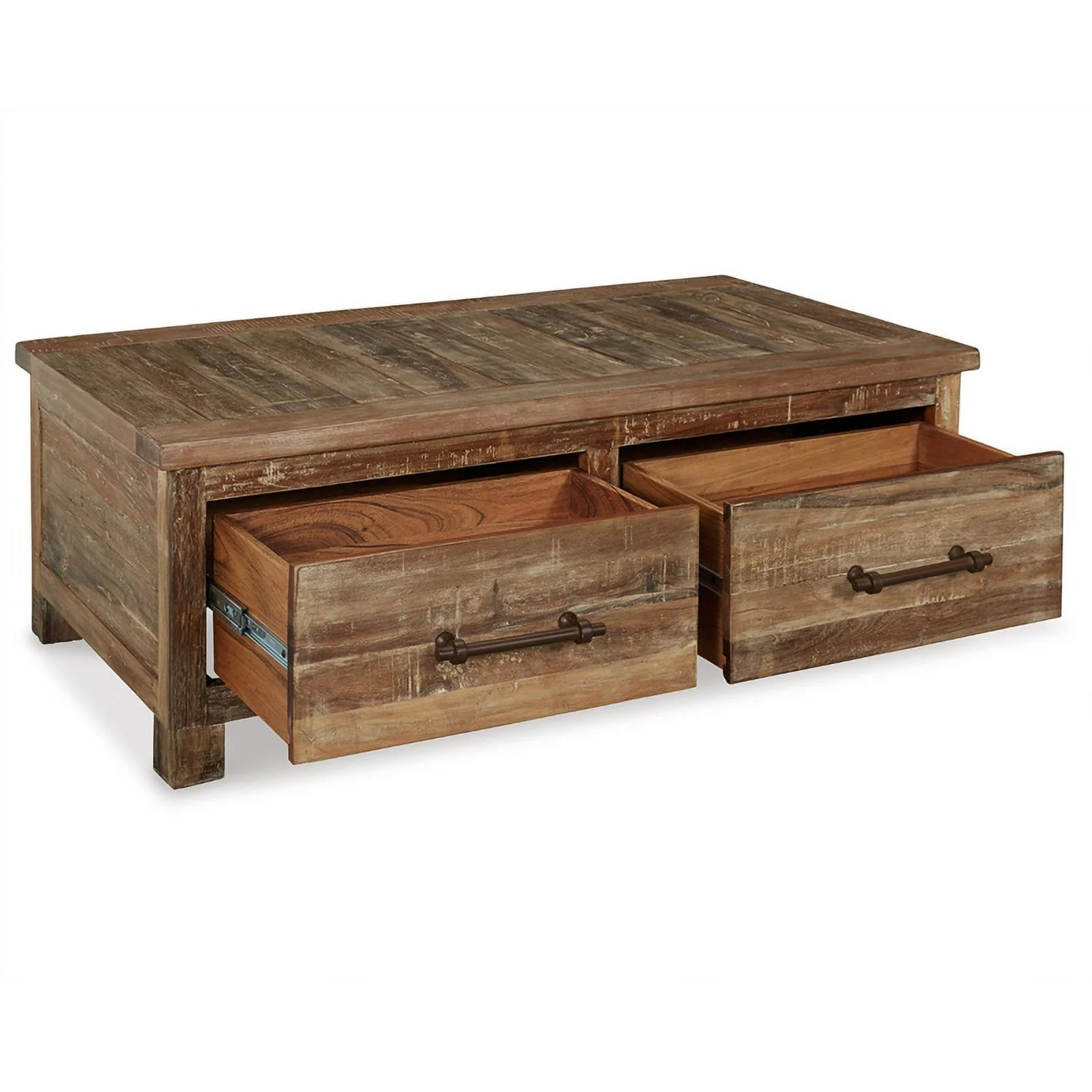 Ashley Furniture Randale Wood Coffee Table with Storage in Dark Brown